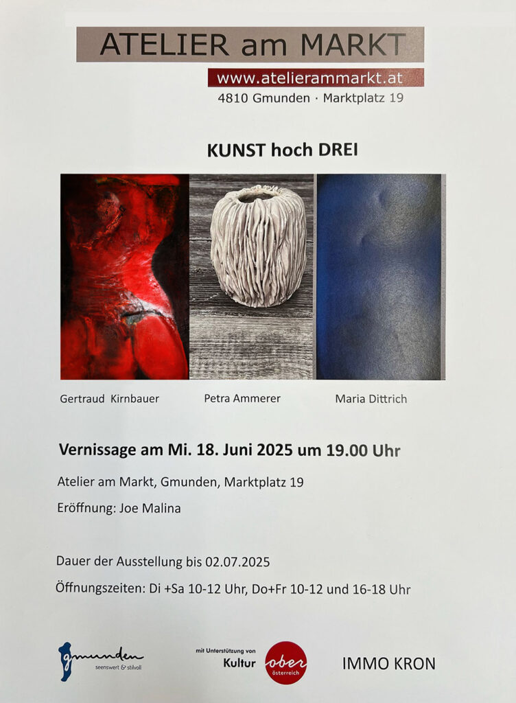 Plakat Austellung Kunst hoch Drei