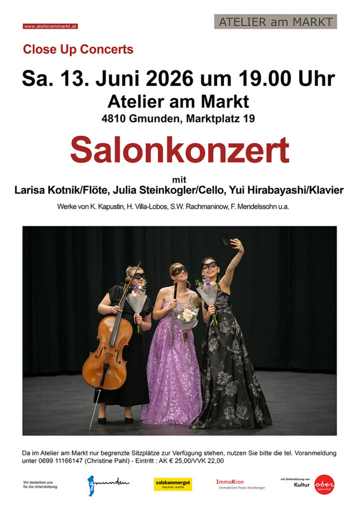 Plakat Salonkonzert im Atelier am Markt Gmuden
